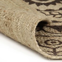 vidaXL Vloerkleed handgemaakt met donkerbruine print 90 cm jute