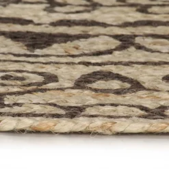 vidaXL Vloerkleed handgemaakt met donkerbruine print 90 cm jute
