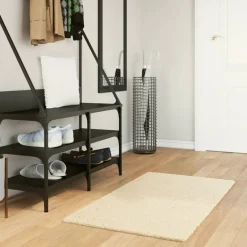 vidaXL Vloerkleed HUARTE laagpolig zacht wasbaar 60x110 cm crème