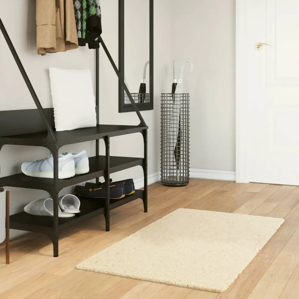vidaXL Vloerkleed HUARTE laagpolig zacht wasbaar 60x110 cm crème