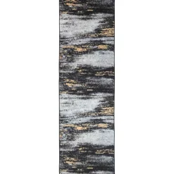 vidaXL Vloerkleedloper LESAKA Zwart en Goud 50 x 100 cm Diamantvelours