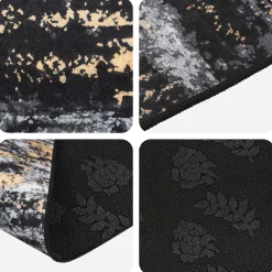 vidaXL Vloerkleedloper LESAKA Zwart en Goud 50 x 100 cm Diamantvelours