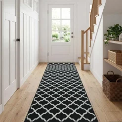 vidaXL Vloerkleedloper LESAKA Zwart en wit 50 x 100 cm Diamantvelours