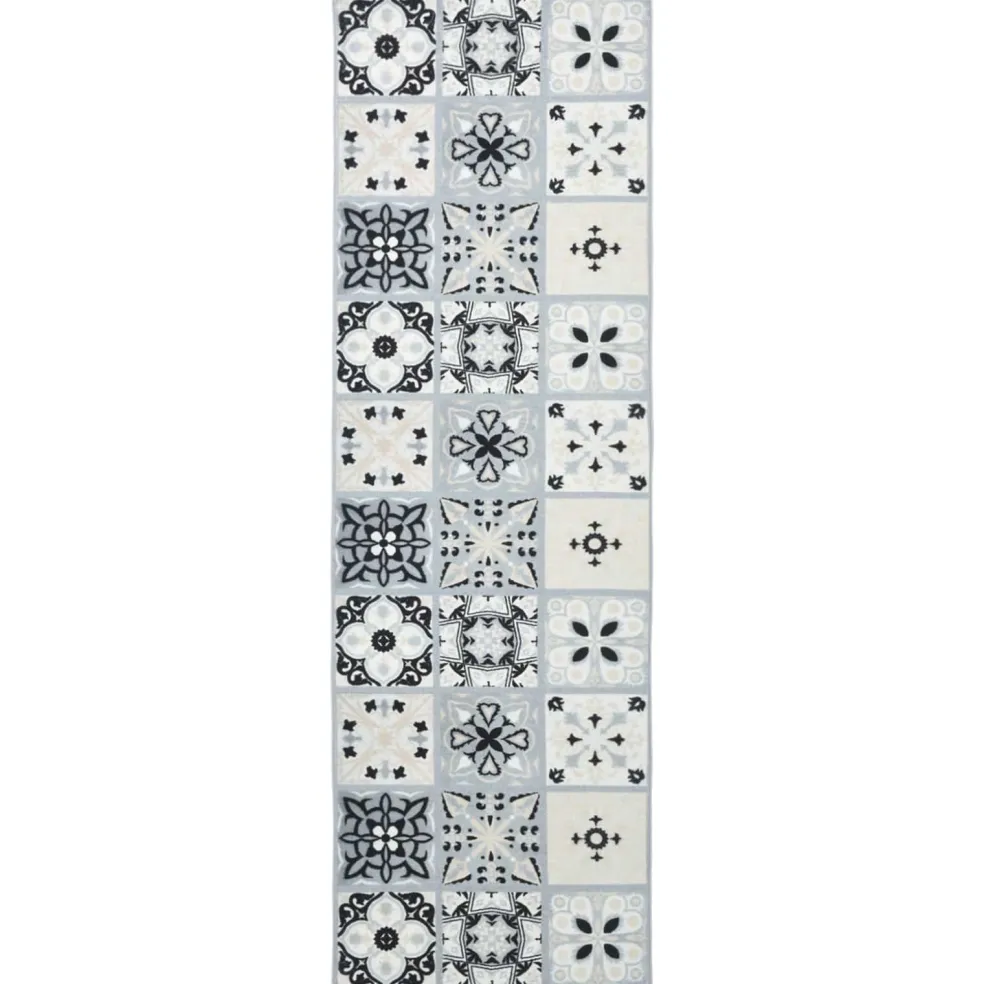 vidaXL Vloerkleedloper ORIZ 1150 gsm Grijs en zwart 100% polyestervilt