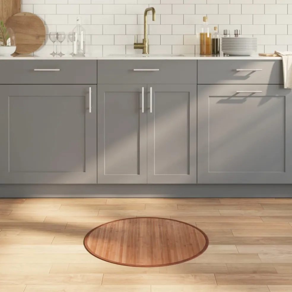 vidaXL Vloerkleed rond 60 cm bamboe naturel