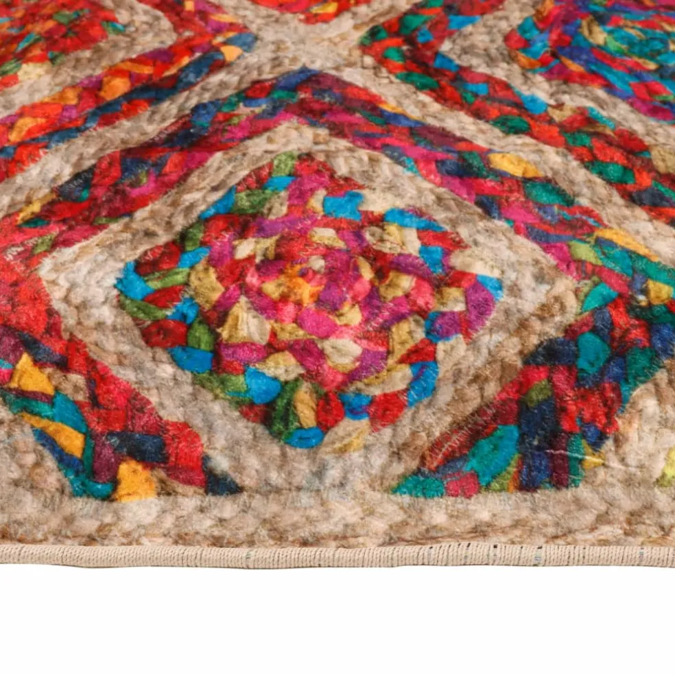 vidaXL Vloerkleed wasbaar 80x150 cm meerkleurig