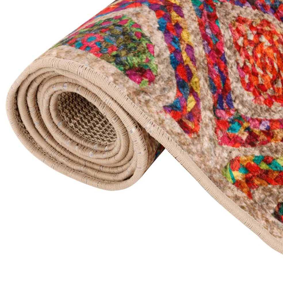 vidaXL Vloerkleed wasbaar 80x150 cm meerkleurig