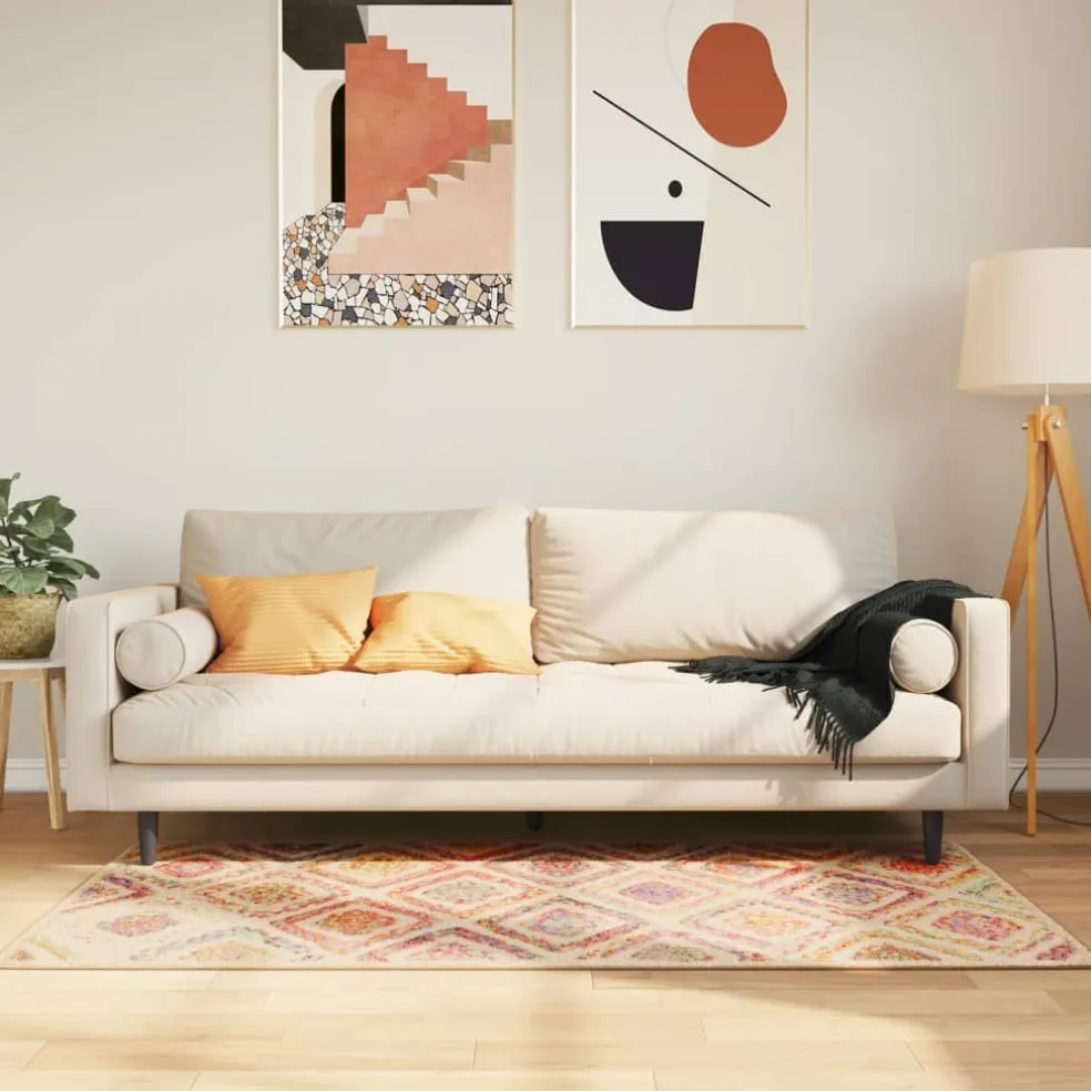 vidaXL Vloerkleed wasbaar 80x150 cm meerkleurig