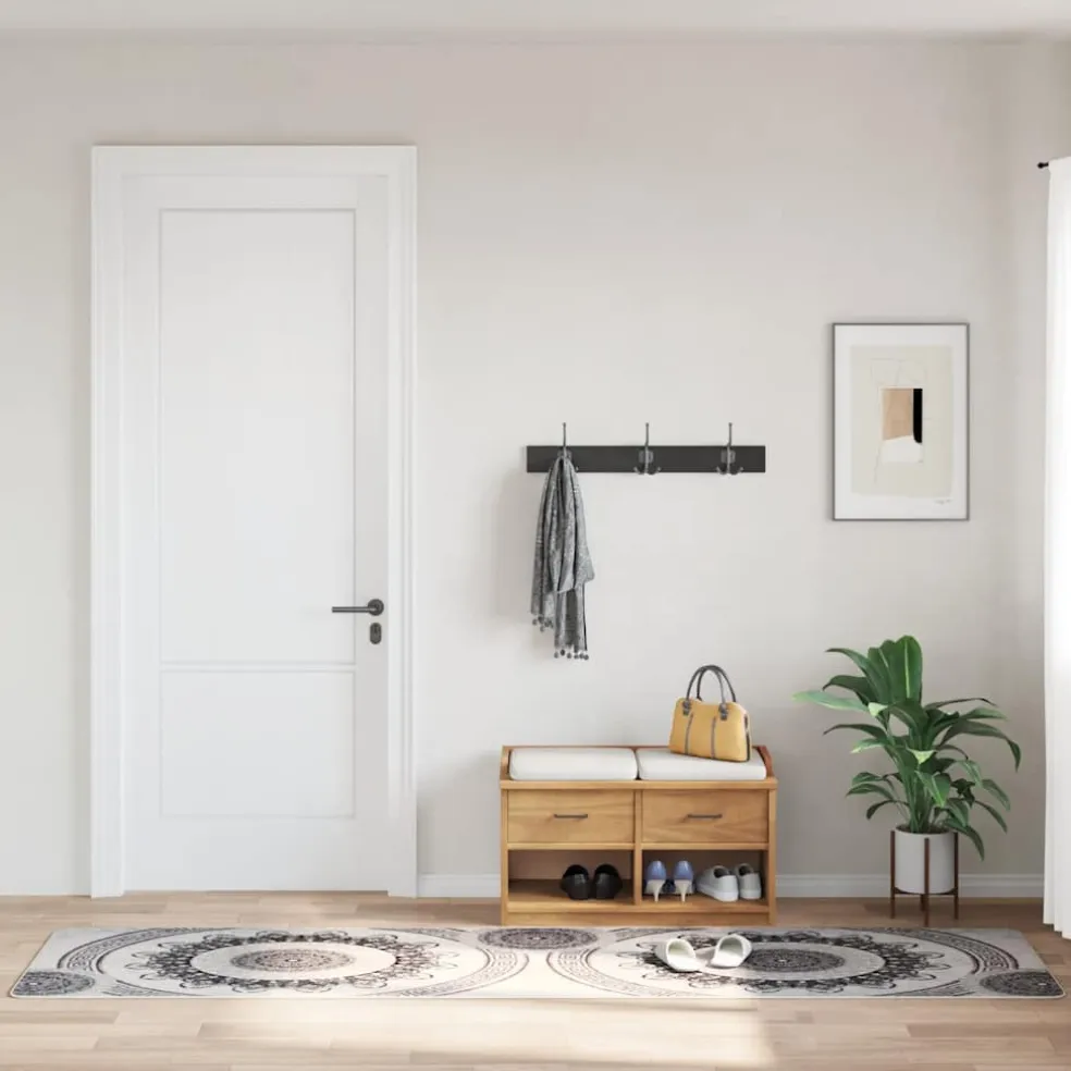 vidaXL Vloerkleed wasbaar 80x150 cm zwart en grijs