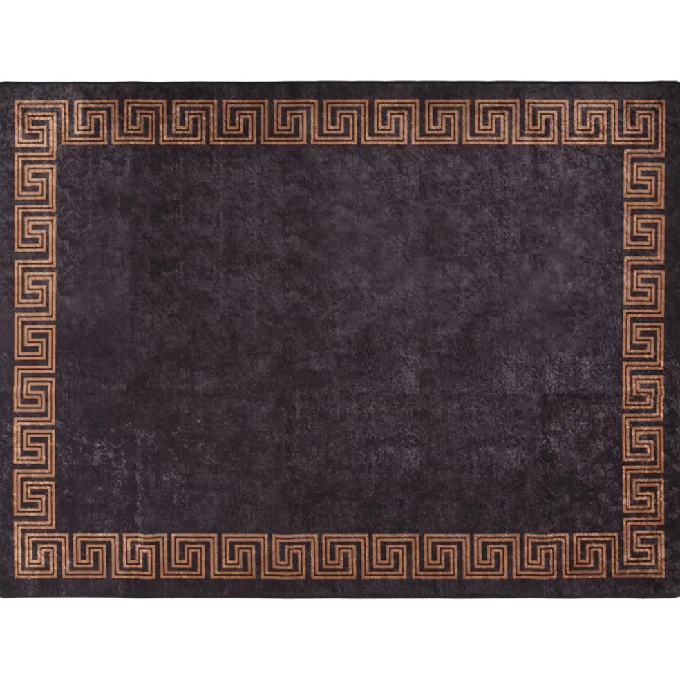 vidaXL Vloerkleed wasbaar 400x300 cm zwart en goudkleurig