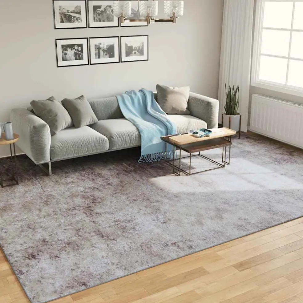vidaXL Vloerkleed wasbaar 400x300 cm grijs