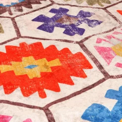 vidaXL Vloerkleed wasbaar 80x150 cm meerkleurig