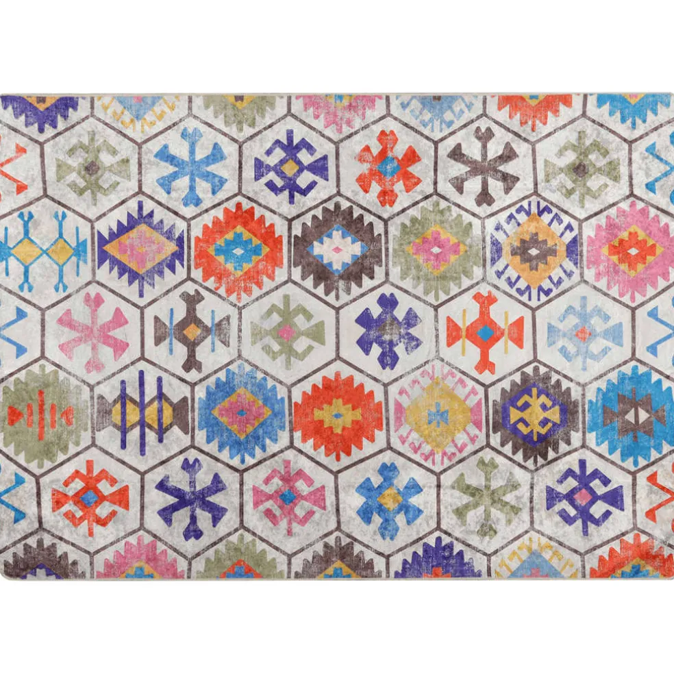 vidaXL Vloerkleed wasbaar 80x150 cm meerkleurig