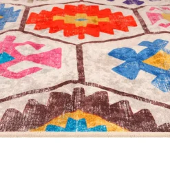 vidaXL Vloerkleed wasbaar 80x150 cm meerkleurig