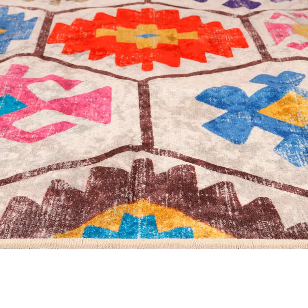 vidaXL Vloerkleed wasbaar 80x150 cm meerkleurig