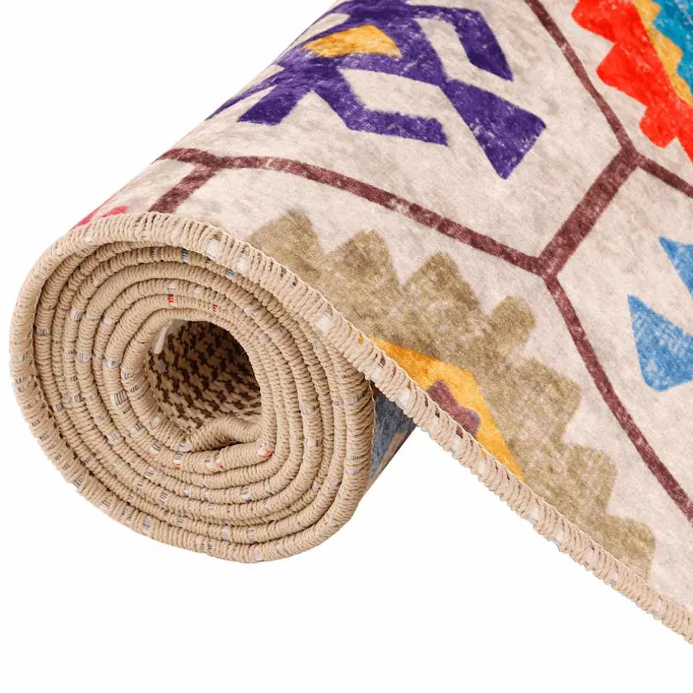 vidaXL Vloerkleed wasbaar 80x150 cm meerkleurig