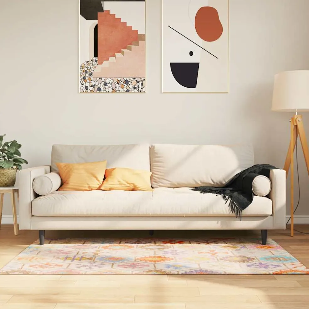 vidaXL Vloerkleed wasbaar 80x150 cm meerkleurig