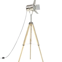 vidaXL Vloerlamp driepoot 140 cm massief mangohout