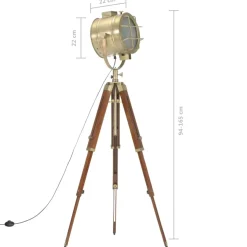 vidaXL Vloerlamp driepoot 165 cm massief mangohout