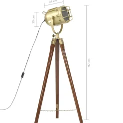vidaXL Vloerlamp driepoot 97 cm massief mangohout