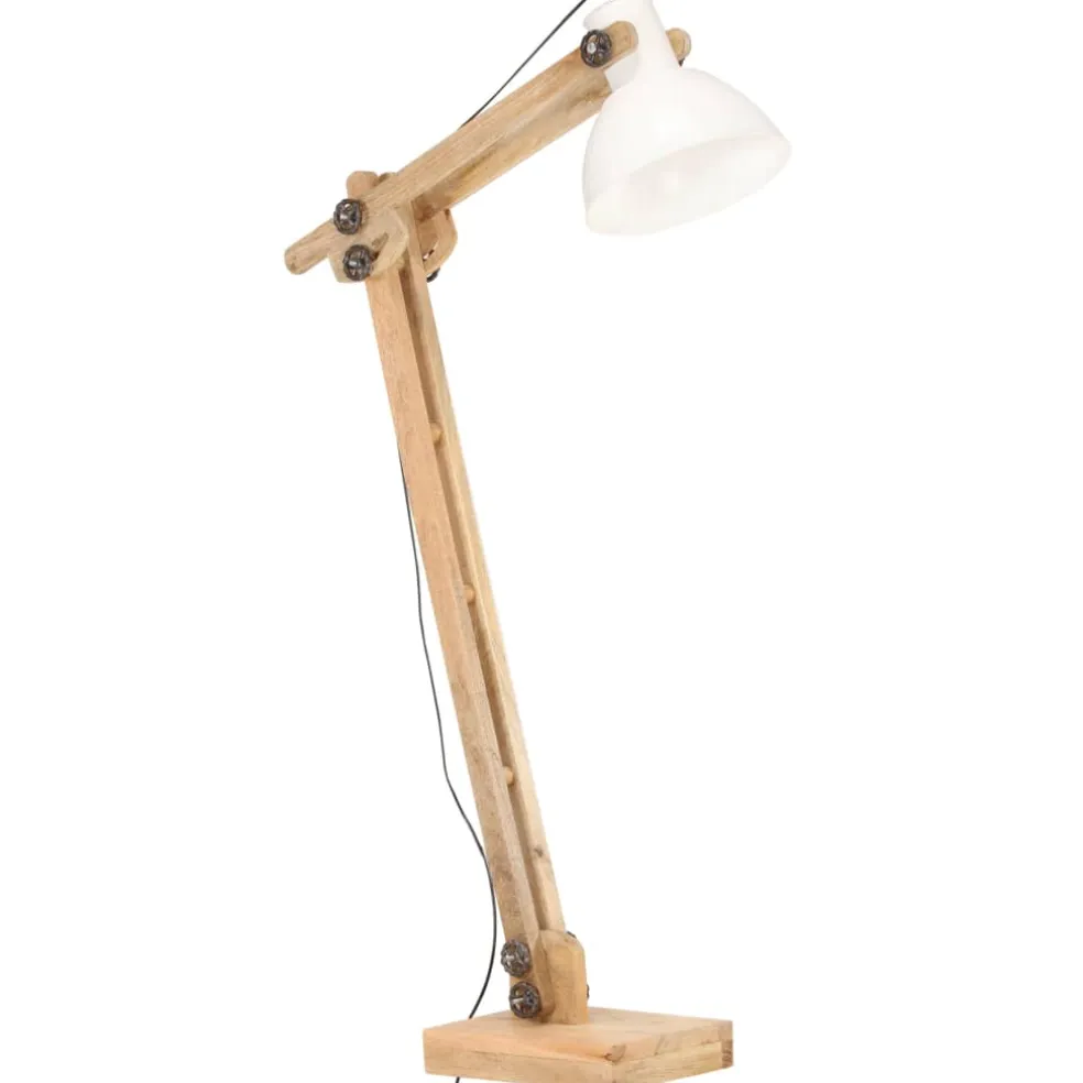 vidaXL Vloerlamp E27 massief mangohout wit