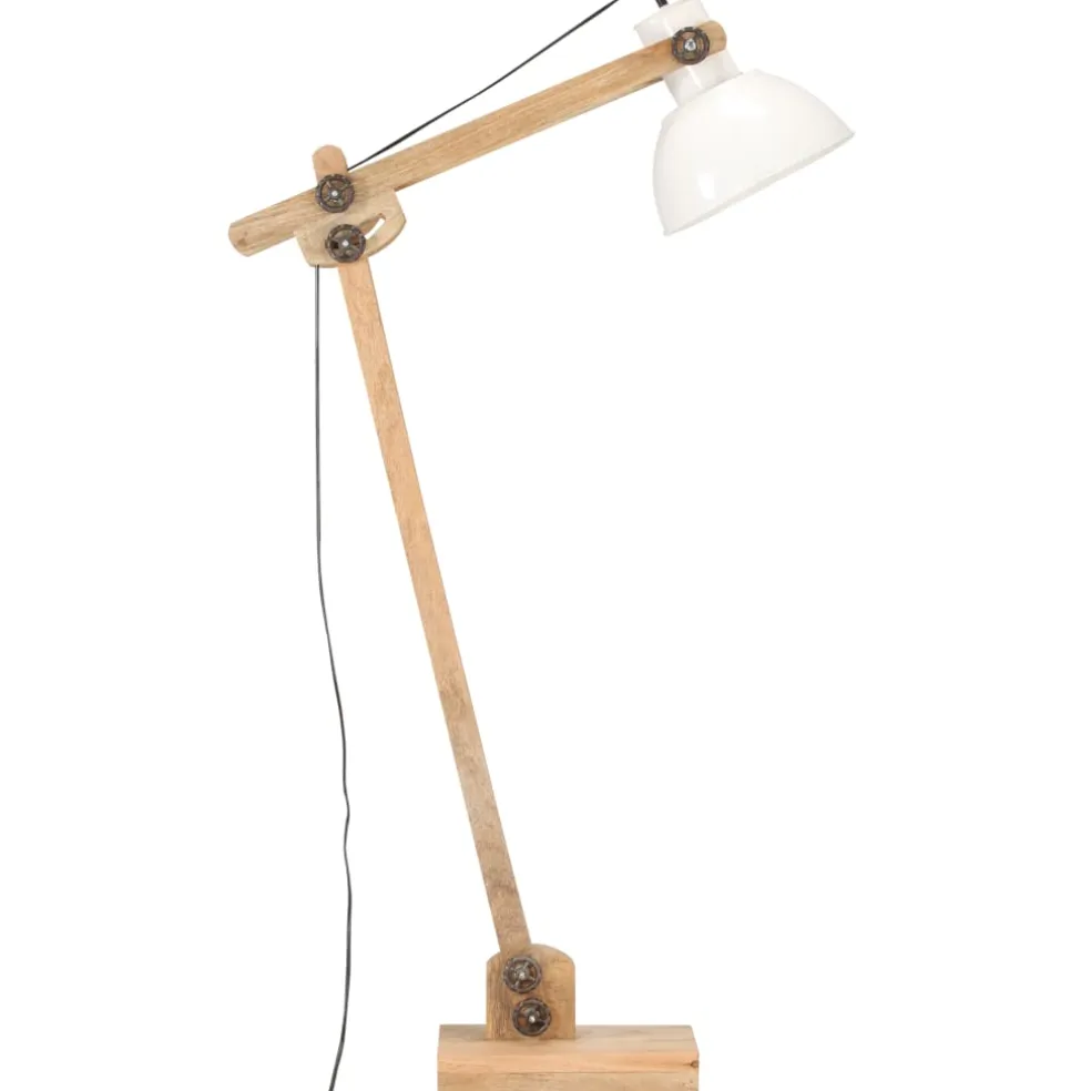 vidaXL Vloerlamp E27 massief mangohout wit
