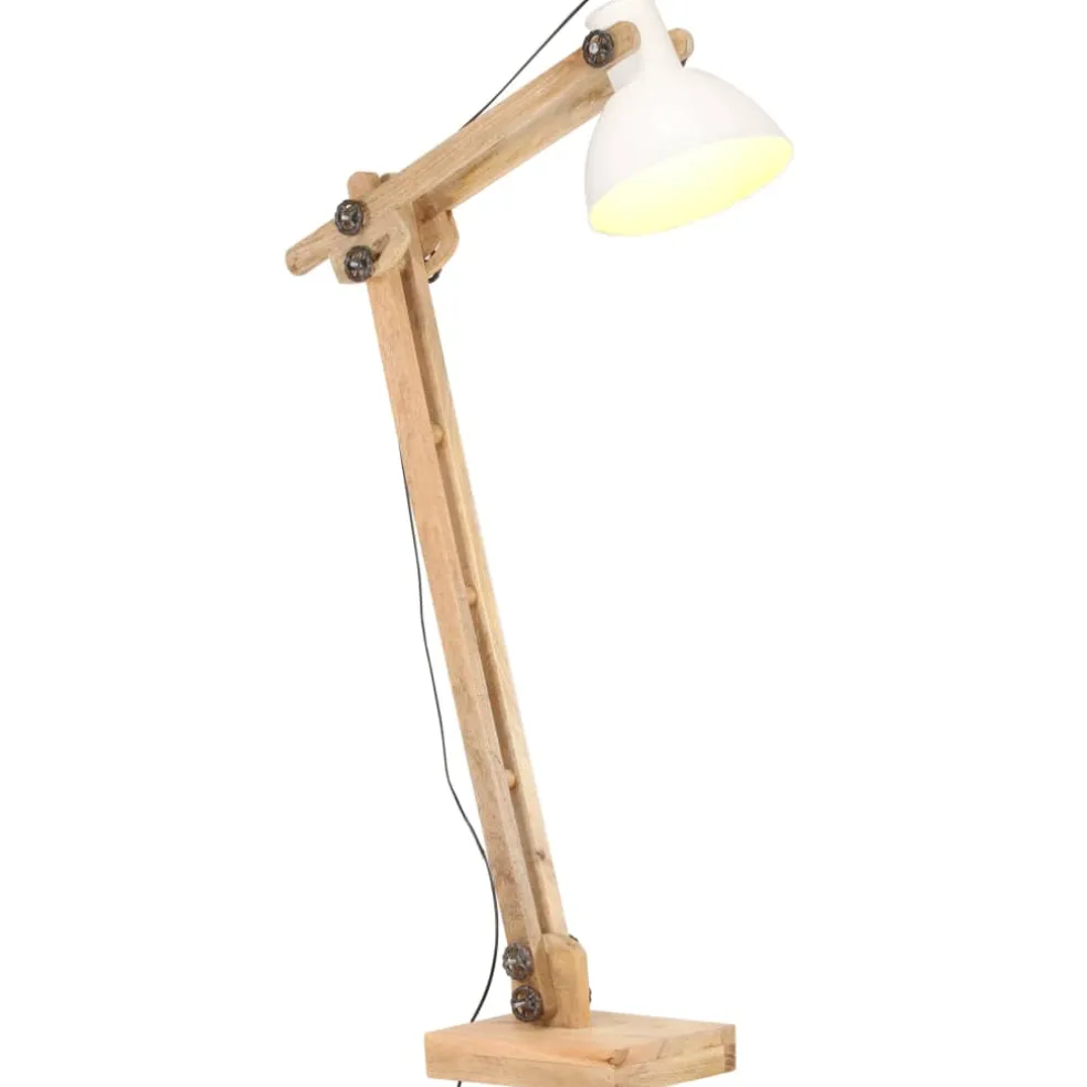 vidaXL Vloerlamp E27 massief mangohout wit