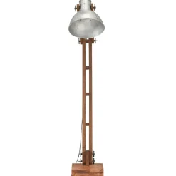 vidaXL Vloerlamp E27 massief mangohout zilverkleurig