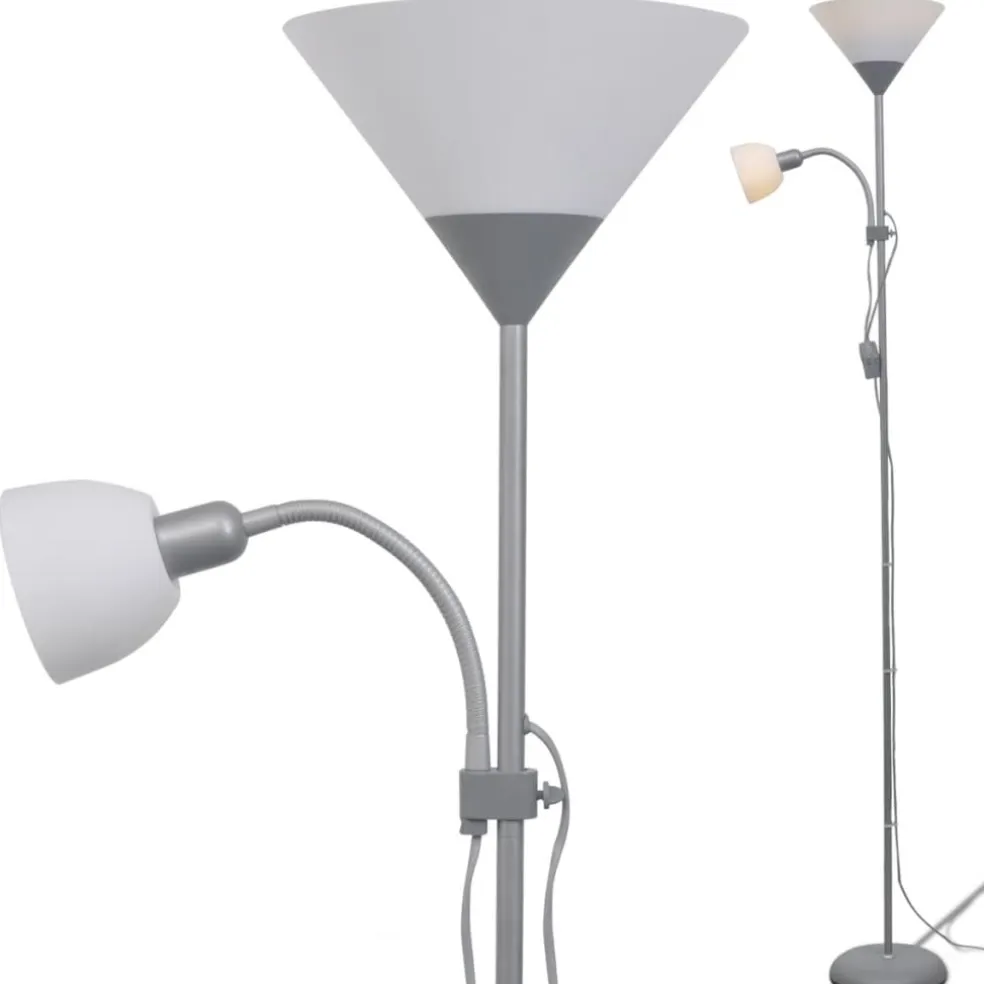 vidaXL Vloerlamp grijs