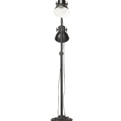 vidaXL Vloerlamp met 2 lampenkappen E27 gietijzer zwart