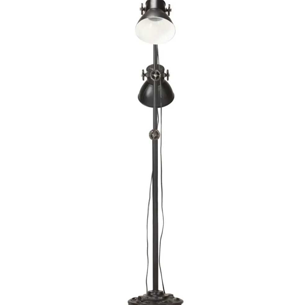 vidaXL Vloerlamp met 2 lampenkappen E27 gietijzer zwart