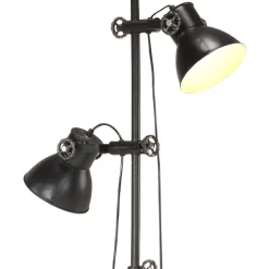 vidaXL Vloerlamp met 2 lampenkappen E27 gietijzer zwart