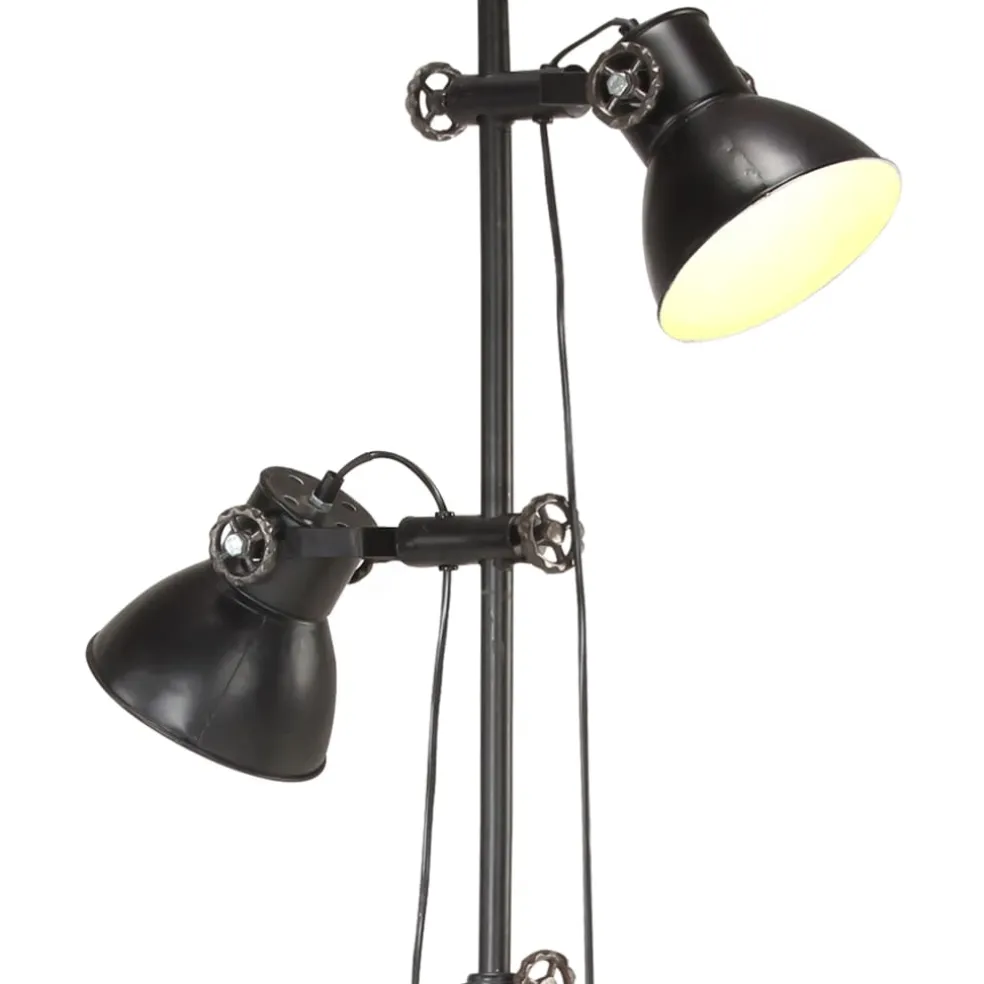 vidaXL Vloerlamp met 2 lampenkappen E27 gietijzer zwart