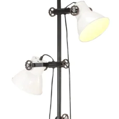 vidaXL Vloerlamp met 2 lampenkappen E27 gietijzer wit