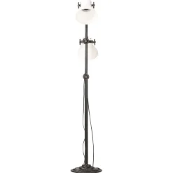 vidaXL Vloerlamp met 2 lampenkappen E27 gietijzer wit