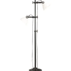 vidaXL Vloerlamp met 2 lampenkappen E27 gietijzer wit