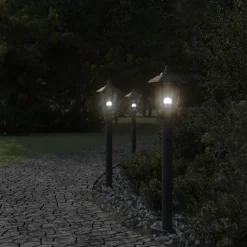vidaXL Vloerlamp voor buiten 80 cm roestvrijstaal zwart