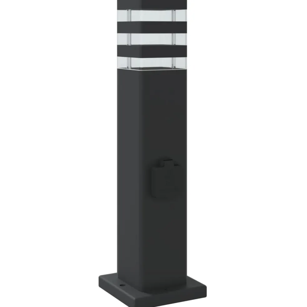 vidaXL Vloerlamp voor buiten met stopcontact 50 cm aluminium zwart