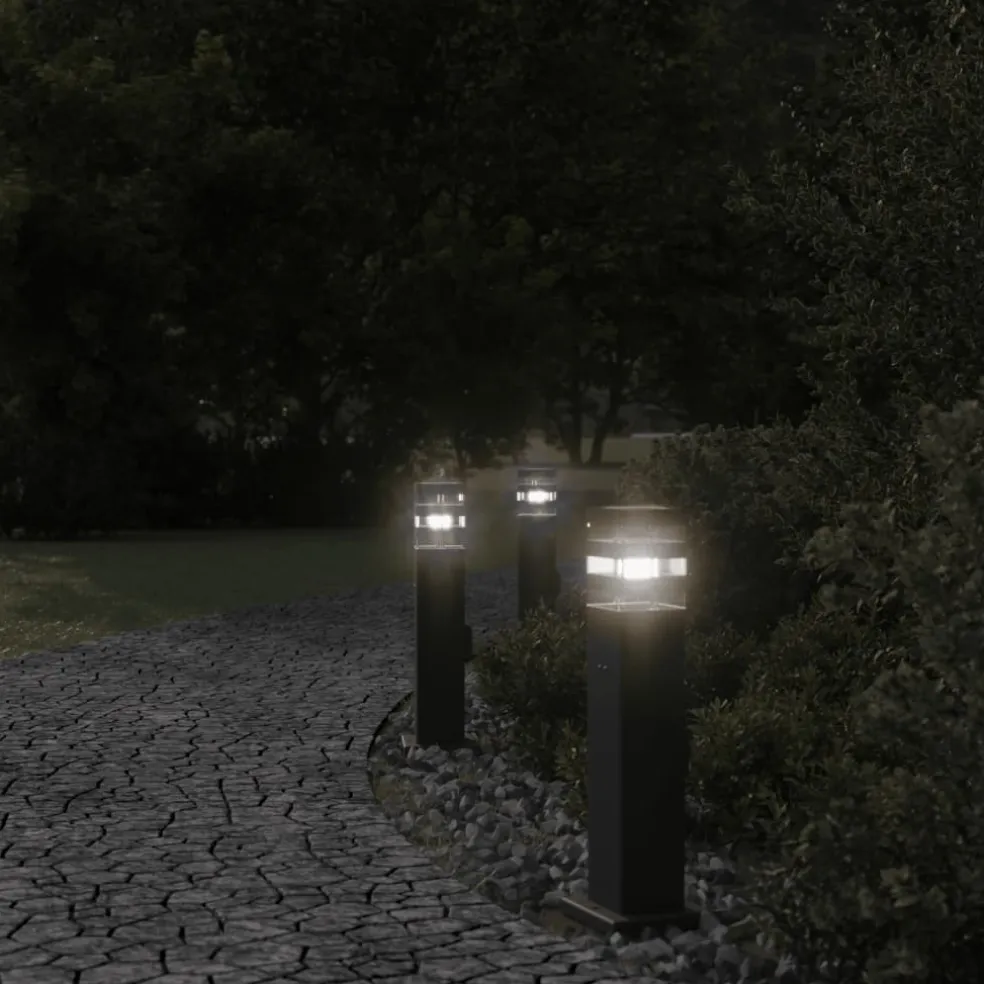 vidaXL Vloerlamp voor buiten met stopcontact 50 cm aluminium zwart