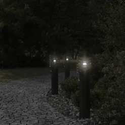 vidaXL Vloerlamp voor buiten met sensor 60 cm roestvrijstaal zwart
