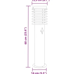 vidaXL Vloerlamp voor buiten met sensor 60 cm roestvrijstaal zilver