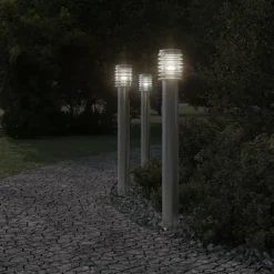vidaXL Vloerlamp voor buiten 110 cm roestvrijstaal zilverkleurig