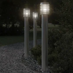 vidaXL Vloerlamp voor buiten 110 cm roestvrijstaal zilverkleurig