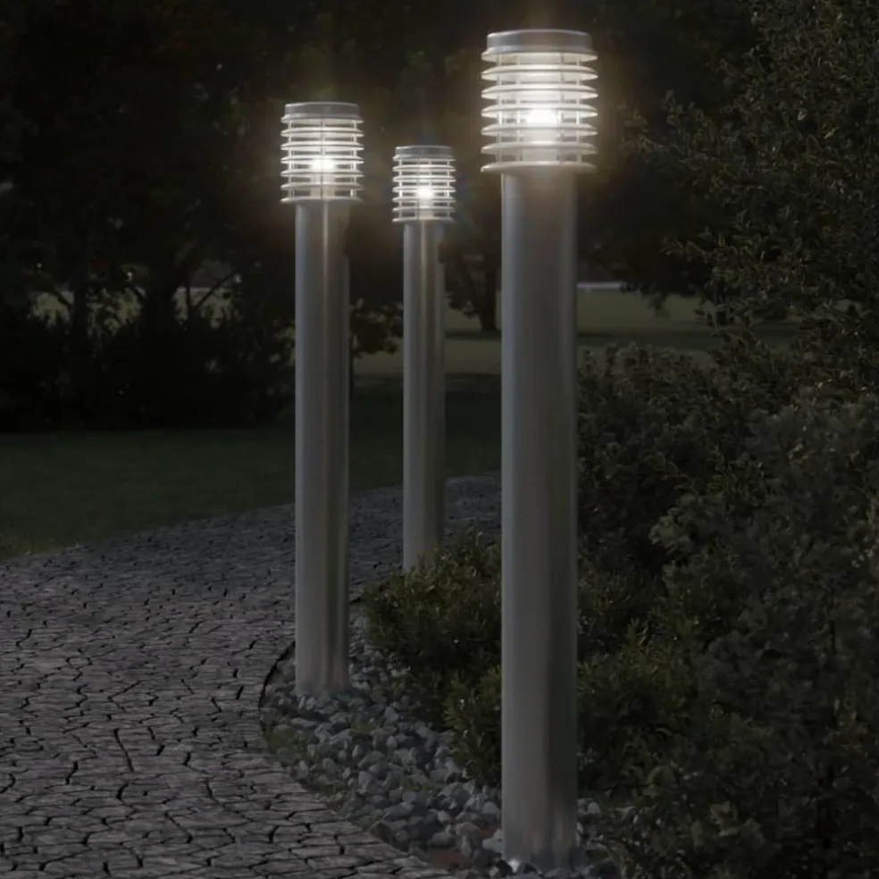 vidaXL Vloerlamp voor buiten 110 cm roestvrijstaal zilverkleurig