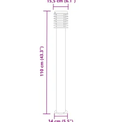 vidaXL Vloerlamp voor buiten 110 cm roestvrijstaal zilverkleurig
