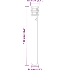 vidaXL Vloerlamp voor buiten met sensor 110 cm roestvrijstaal zilver