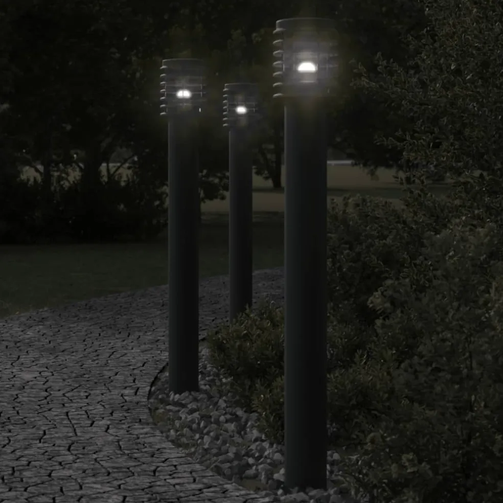 vidaXL Vloerlamp voor buiten 110 cm roestvrijstaal zwart