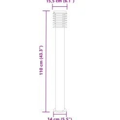 vidaXL Vloerlamp voor buiten 110 cm roestvrijstaal zwart