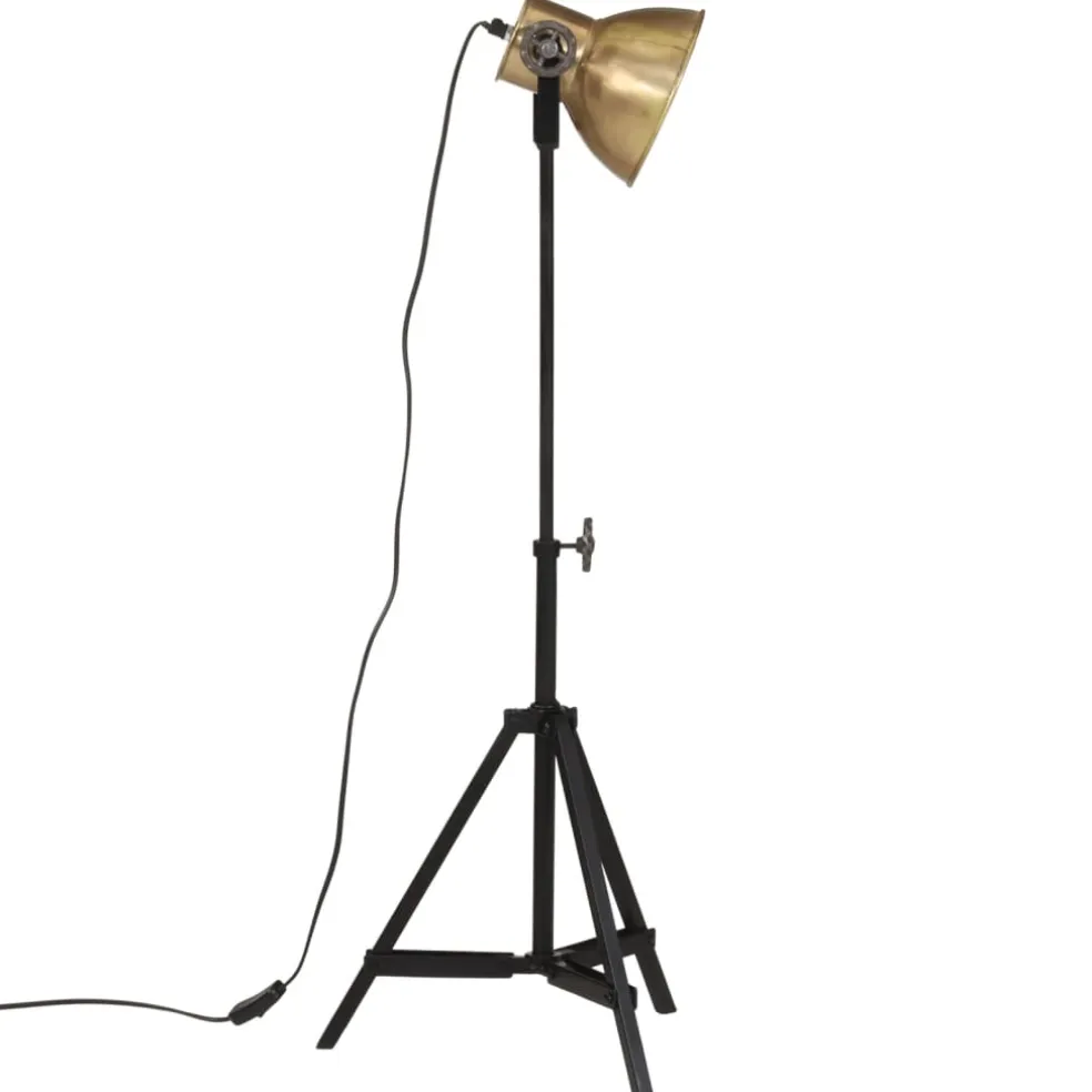 vidaXL Vloerlamp 25 W E27 35x35x65/95 cm antiek messingkleurig
