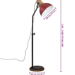 vidaXL Vloerlamp 25 W E27 30x30x100-150 cm verweerd rood